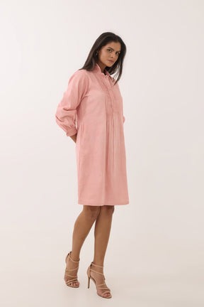Blush Pink Corduroy Shirt Dress - Tara - C - Tara