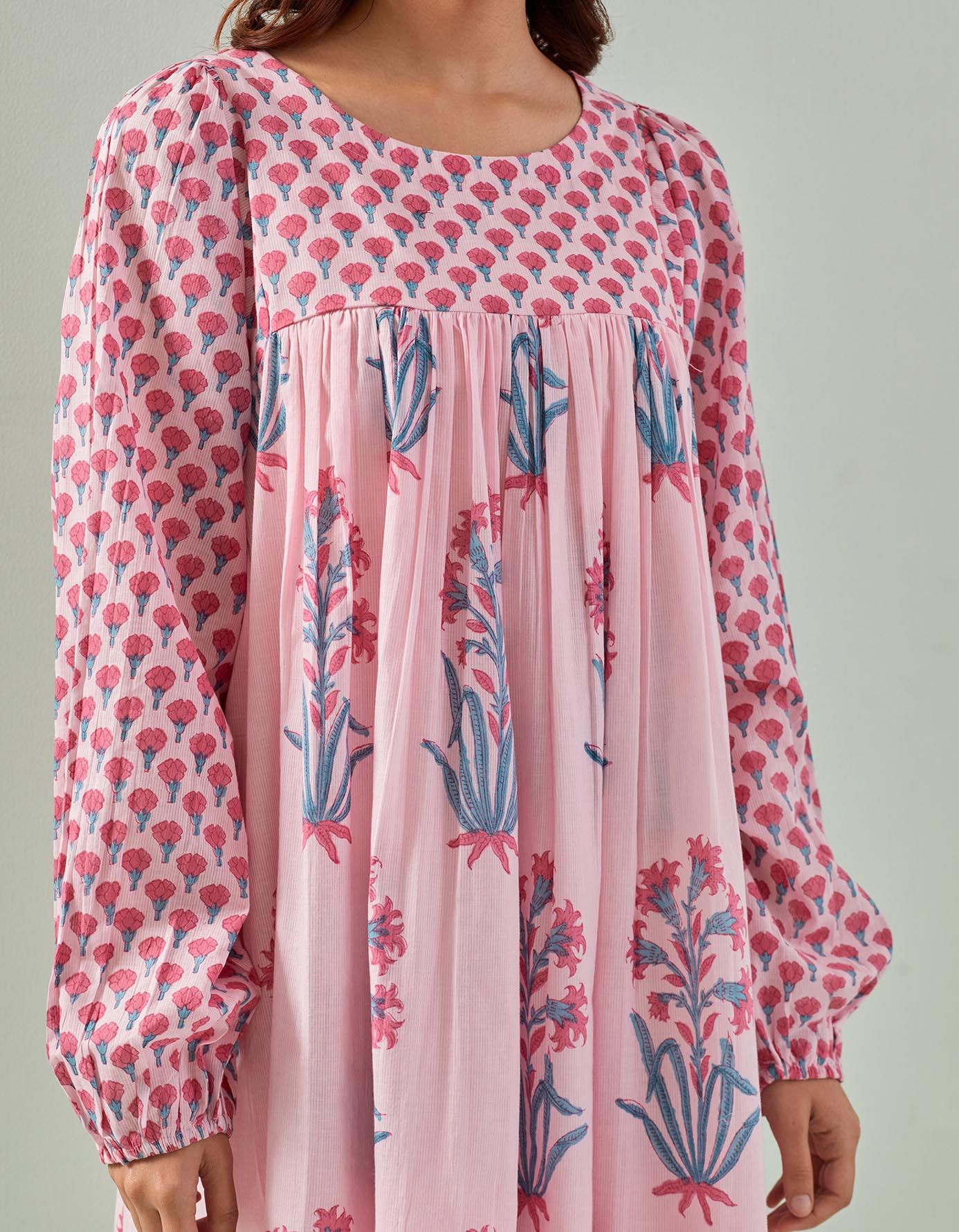 Chic Sophistication: Pink Hand - Block Printed Tunic - Tara - C - Tara