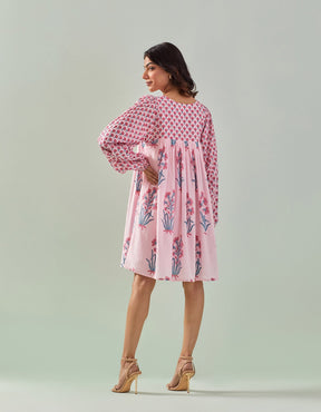 Chic Sophistication: Pink Hand - Block Printed Tunic - Tara - C - Tara