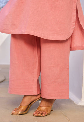Coral Cotton Slub Solid Coord Set - Tara - C - Tara