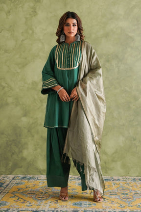 Emarald Green Farshi Salwar Suit Set With Dupatta - Tara - C - Tara