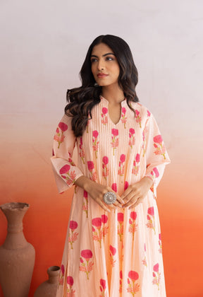 FLORAL PINTUCKS HAND BLOCK PRINTED COORD SET - Tara - C - Tara