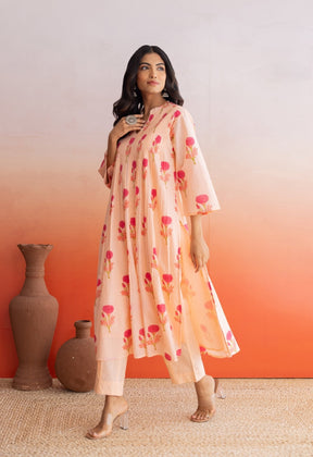 FLORAL PINTUCKS HAND BLOCK PRINTED COORD SET - Tara - C - Tara