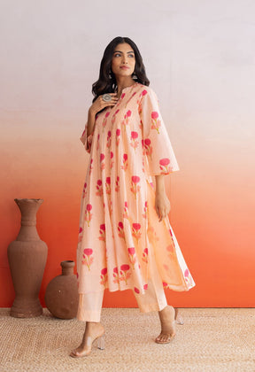 FLORAL PINTUCKS HAND BLOCK PRINTED COORD SET - Tara - C - Tara