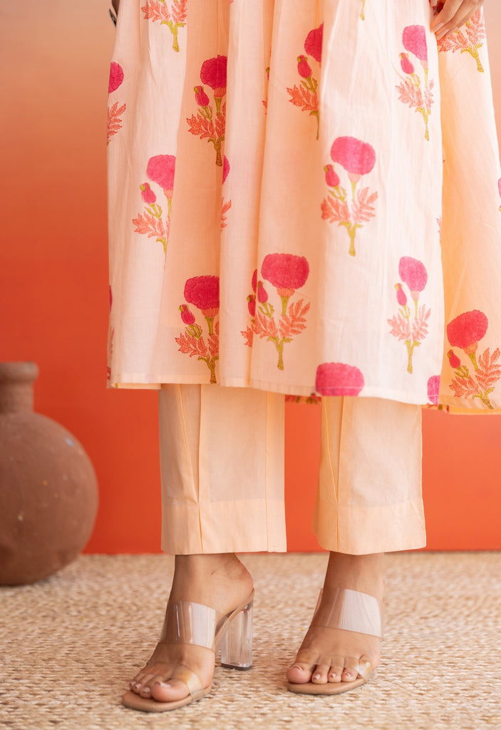 FLORAL PINTUCKS HAND BLOCK PRINTED COORD SET - Tara - C - Tara