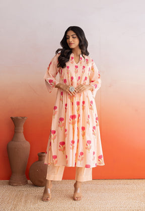 FLORAL PINTUCKS HAND BLOCK PRINTED COORD SET - Tara - C - Tara