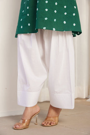Green Bandhej Hand Tie Dye Coord Set With Farsi Salwar - Tara - C - Tara