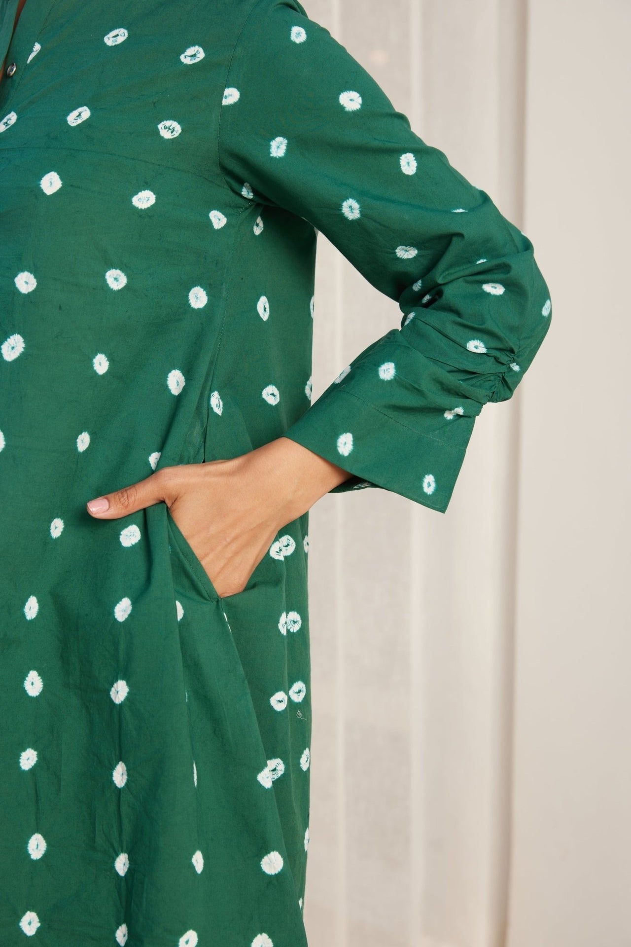 Green Bandhej Hand Tie Dye Coord Set With Farsi Salwar - Tara - C - Tara