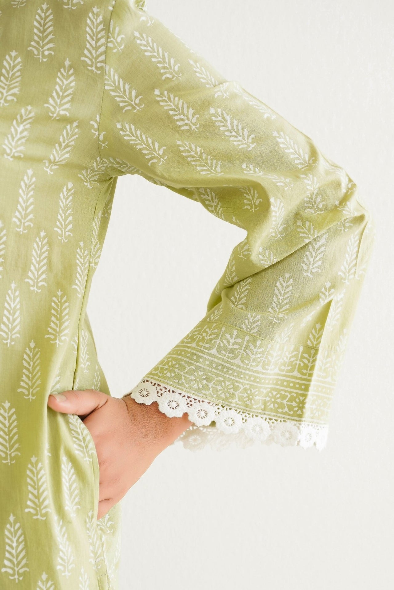Green khari Hand Block Printed Coord Set - Tara - C - Tara