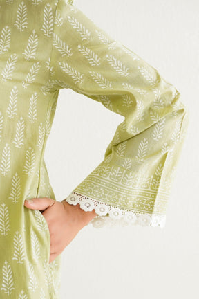 Green khari Hand Block Printed Coord Set - Tara - C - Tara