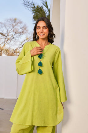 Green Solid Farsi Salwar Coord Set - Tara - C - Tara