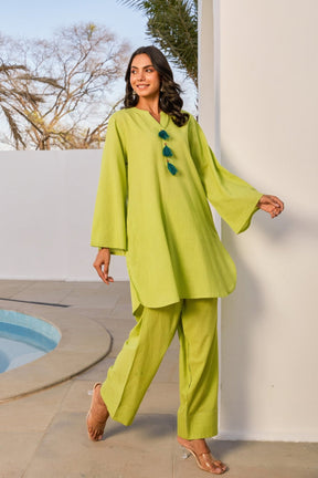 Green Solid Farsi Salwar Coord Set - Tara - C - Tara
