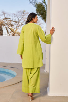 Green Solid Farsi Salwar Coord Set - Tara - C - Tara