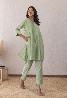 GREEN SOLID PINTUCKS COORD SET - Tara - C - Tara