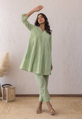 GREEN SOLID PINTUCKS COORD SET - Tara - C - Tara