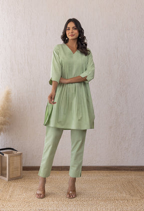 GREEN SOLID PINTUCKS COORD SET - Tara - C - Tara