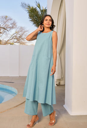 Ice Blue Cotton Coord Set - Tara - C - Tara