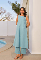 Ice Blue Cotton Coord Set - Tara - C - Tara