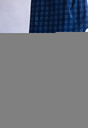 INDIGO BAGRU HAND BLOCK PRINTED CHECKS COORD SET - Tara - C - Tara