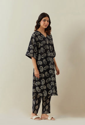 INDIGO BAGRU HAND BLOCK PRINTED PAISELY COORD SET - Tara - C - Tara