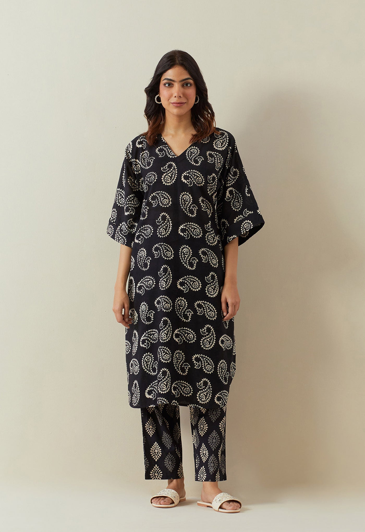 INDIGO BAGRU HAND BLOCK PRINTED PAISELY COORD SET - Tara - C - Tara