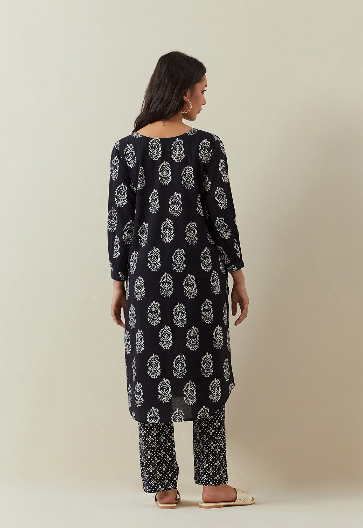 INDIGO BAGRU HAND BLOCK PRINTED PAISELY COORD SET - Tara - C - Tara