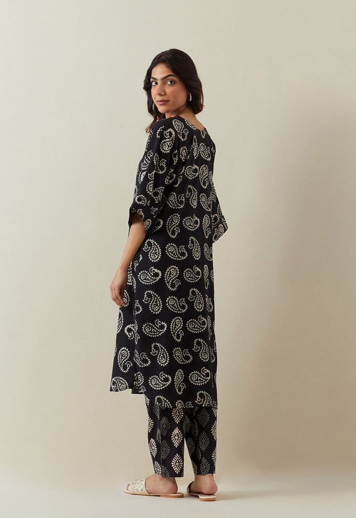 INDIGO BAGRU HAND BLOCK PRINTED PAISELY COORD SET - Tara - C - Tara