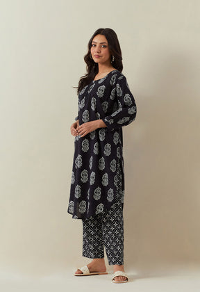 INDIGO BAGRU HAND BLOCK PRINTED PAISELY COORD SET - Tara - C - Tara