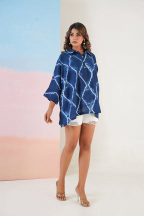Indigo Hand Tie Dye Top - Tara - C - Tara