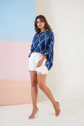 Indigo Hand Tie Dye Top - Tara - C - Tara