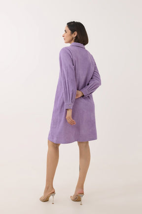 Lavender Corduroy Shirt Dress - Tara - C - Tara
