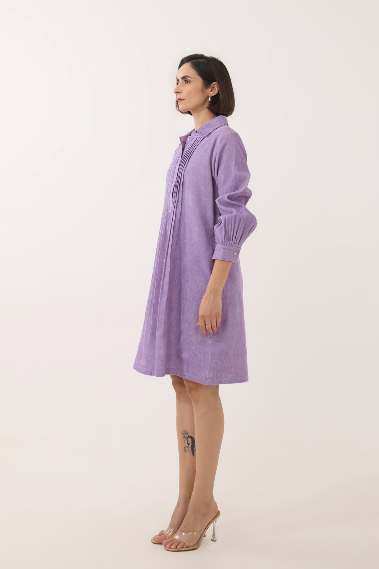 Lavender Corduroy Shirt Dress - Tara - C - Tara