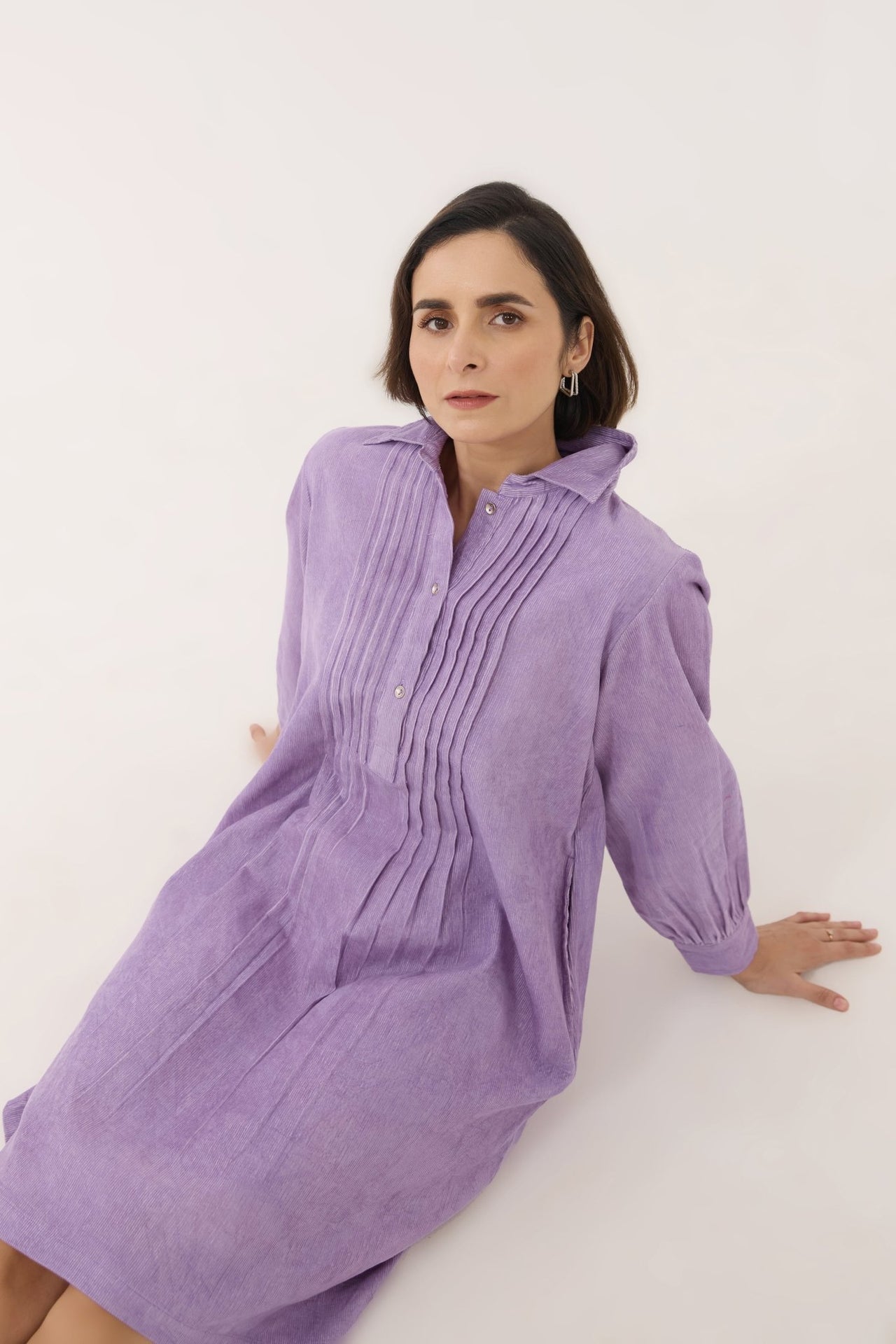 Lavender Corduroy Shirt Dress - Tara - C - Tara