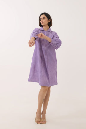 Lavender Corduroy Shirt Dress - Tara - C - Tara