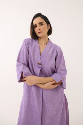 Lavender Corduroy Wrap Short Dress - Tara - C - Tara