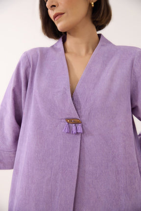 Lavender Corduroy Wrap Short Dress - Tara - C - Tara