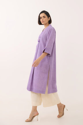Lavender Corduroy Wrap Short Dress - Tara - C - Tara
