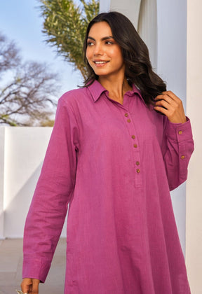 Lavender Cotton Slub Solid Coord Set - Tara - C - Tara