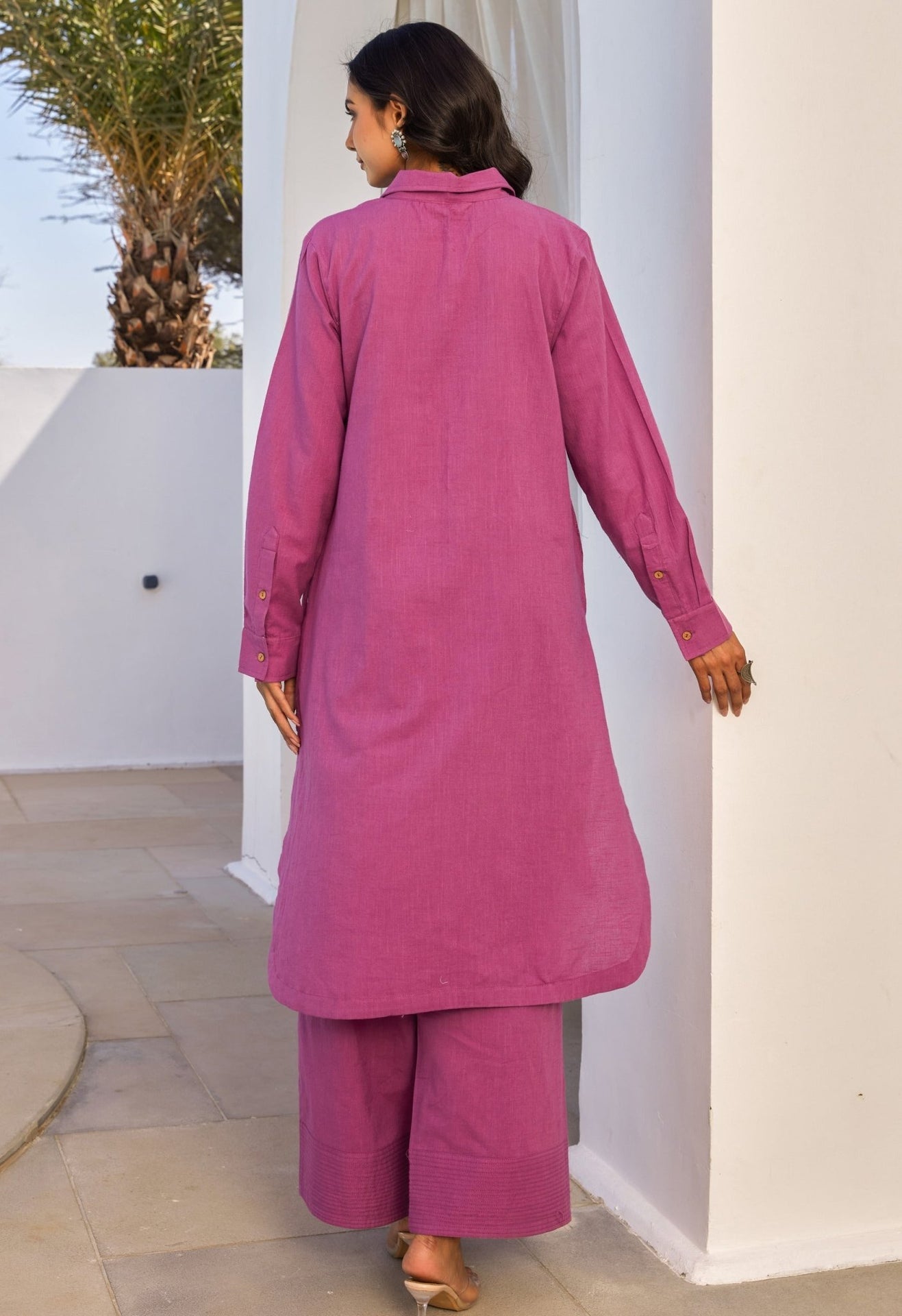 Lavender Cotton Slub Solid Coord Set - Tara - C - Tara