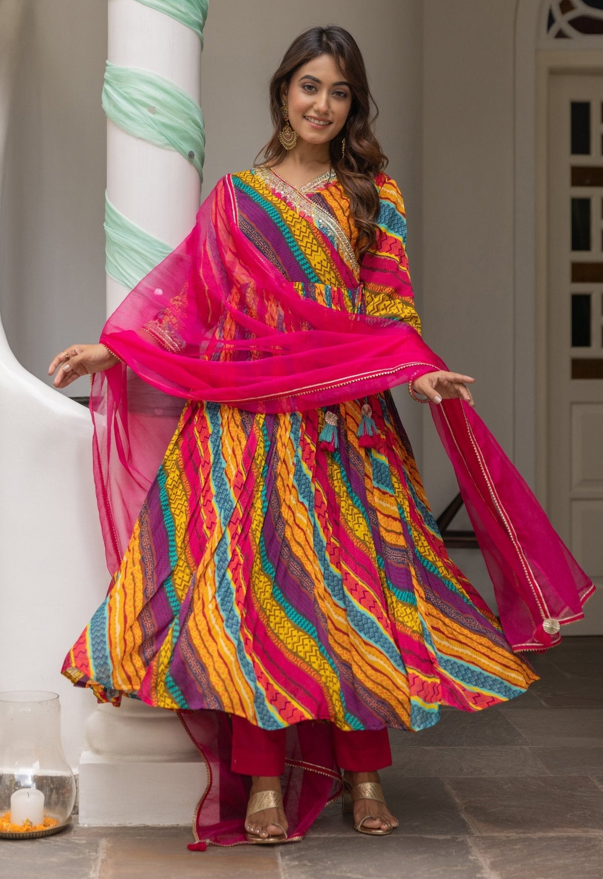 Lehriya Suit set with Dupatta - Tara-C-Tara