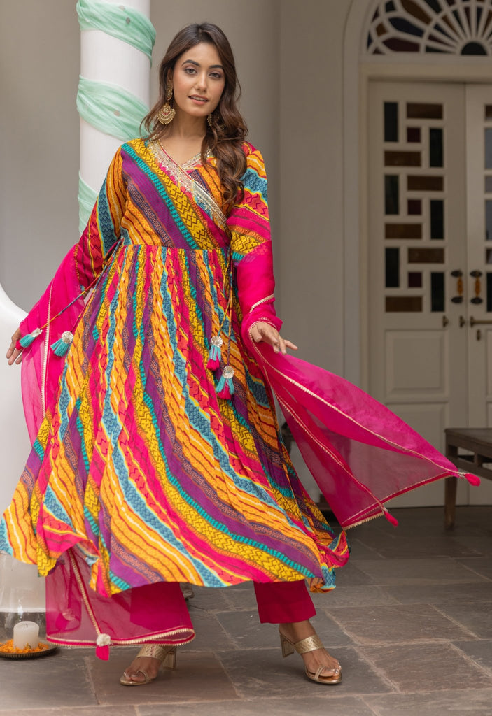 Lehriya Suit set with Dupatta - Tara-C-Tara