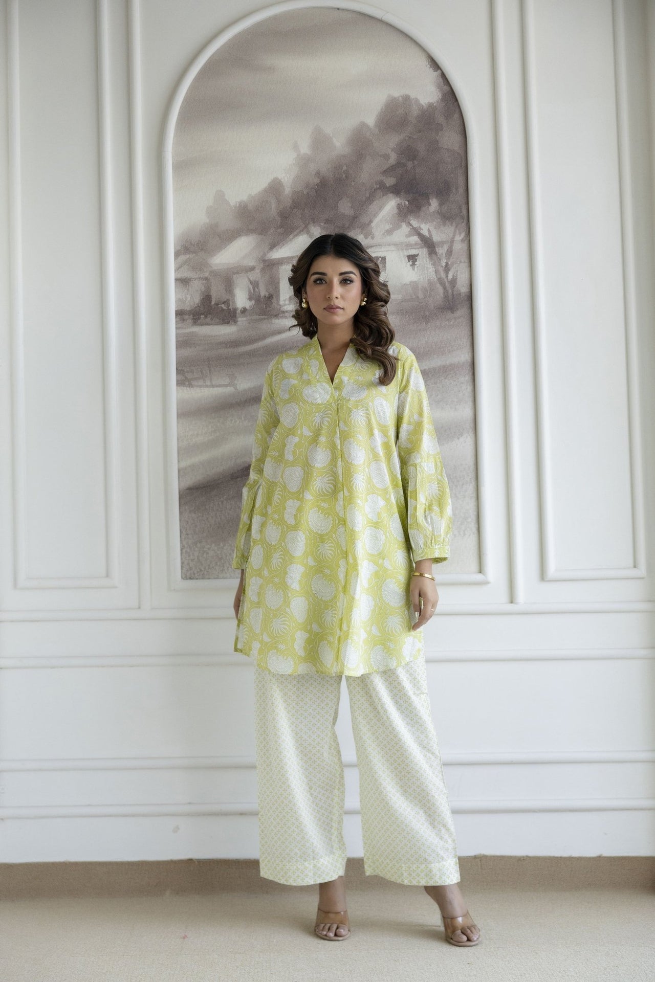 Light Green Paisley Printed Co - ord Set - Tara - C - Tara