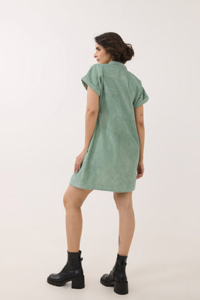 Mint Green Corduroy Utility Shirt Dress - Tara - C - Tara