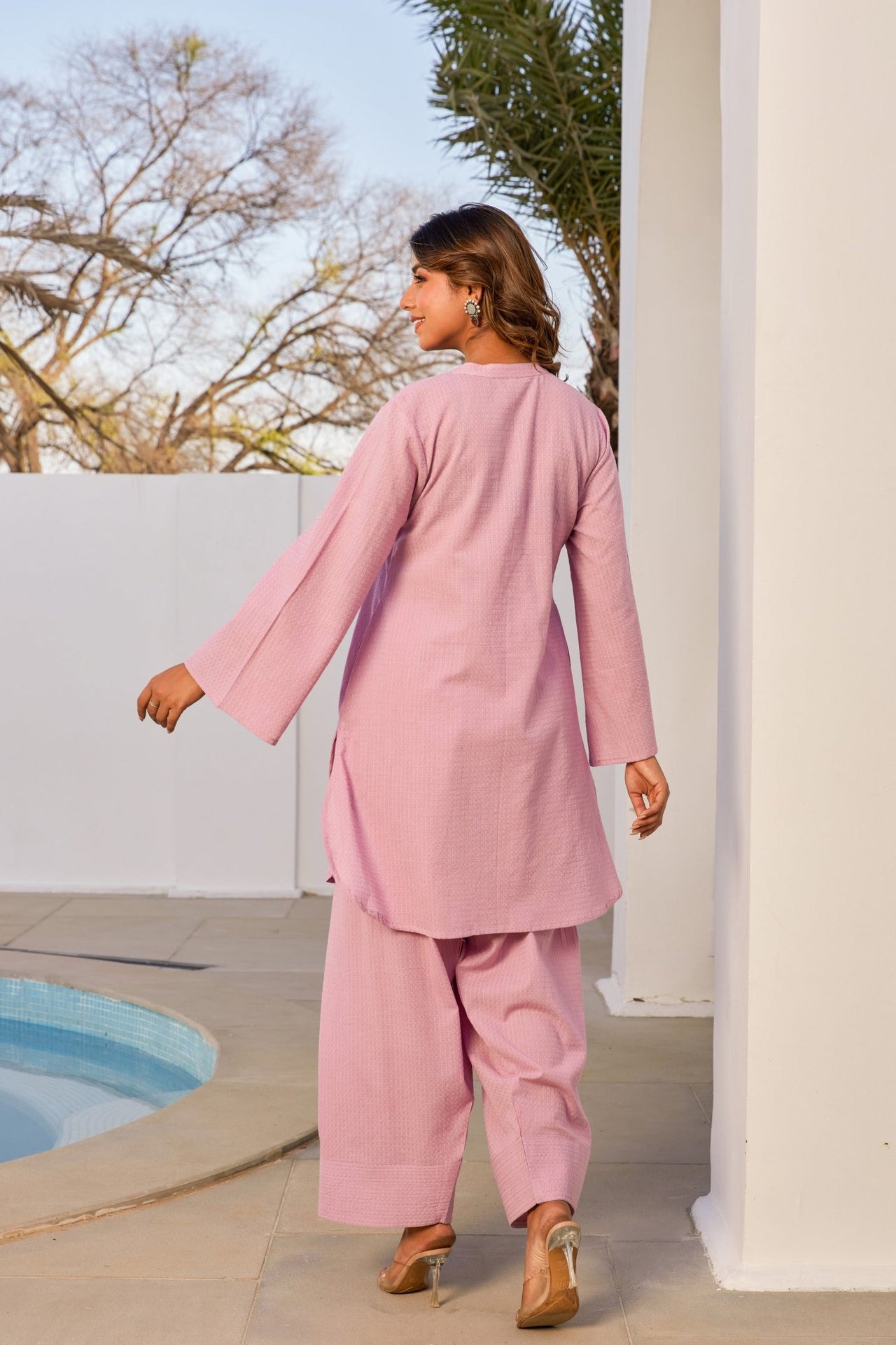 Mouve Solid Farsi Salwar Coord Set - Tara - C - Tara