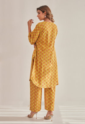 Mustard Hand Block Buti Printed Coord Set - Tara - C - Tara