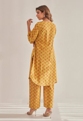 Mustard Hand Block Buti Printed Coord Set - Tara - C - Tara