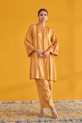 Mustard Hand Block Printed Coord Set - Tara - C - Tara