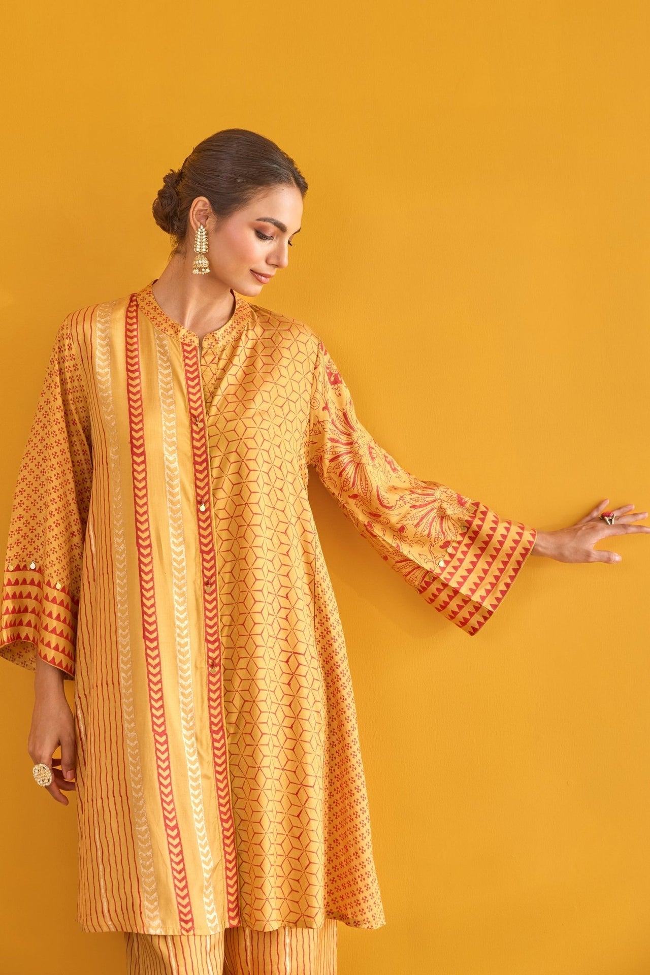 Mustard Hand Block Printed Coord Set - Tara - C - Tara