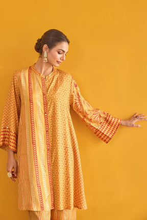 Mustard Hand Block Printed Coord Set - Tara - C - Tara