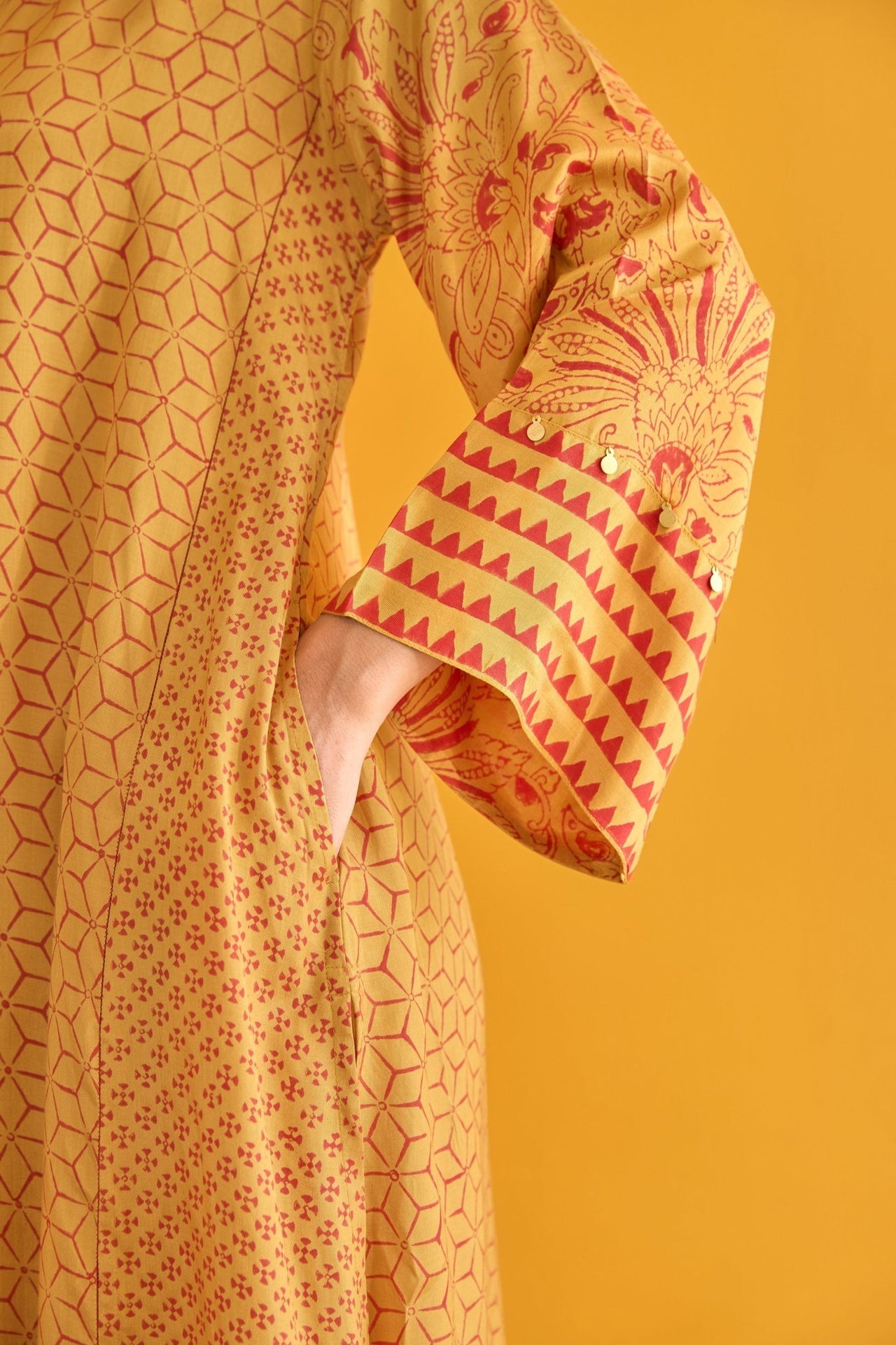 Mustard Hand Block Printed Coord Set - Tara - C - Tara